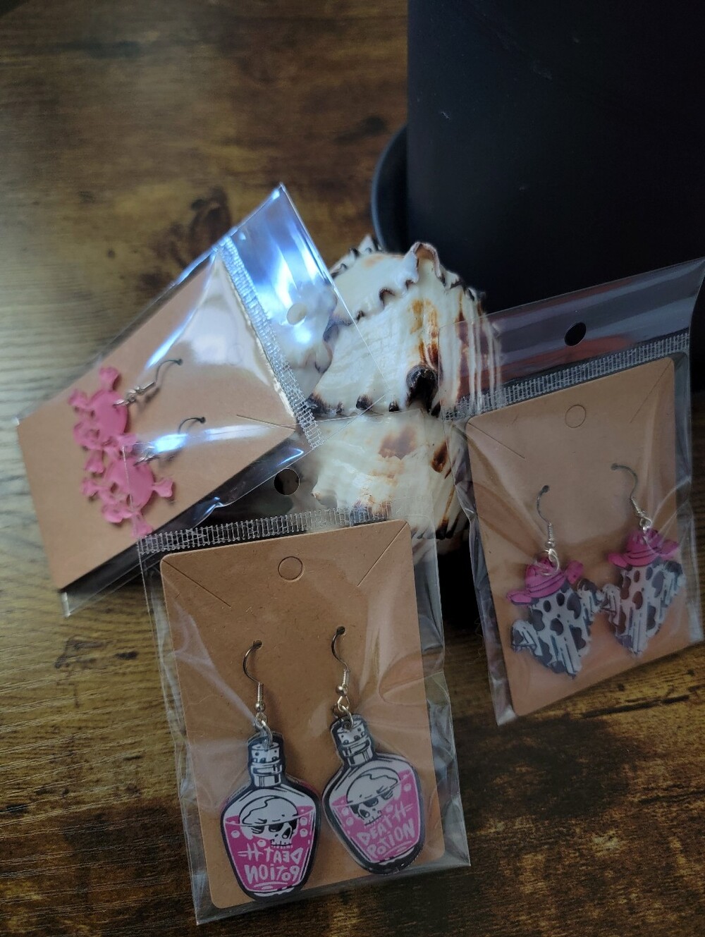 3pcs Earrings Cute Potion, Ghost And Skull Designs Earrings